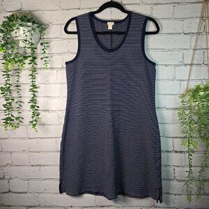 J. CREW KNIT SLEEVELESS DRESS NAVY WITH WHITE PINSTRIPE WOMENS SIZE SMALL EUC